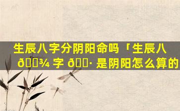 生辰八字分阴阳命吗「生辰八 🌾 字 🌷 是阴阳怎么算的」